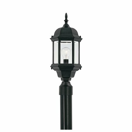 DESIGNERS FOUNTAIN Erving 1-Light Black Cast Aluminum Line Voltage Outdoor Weather Resistant Post Light 2976-BK